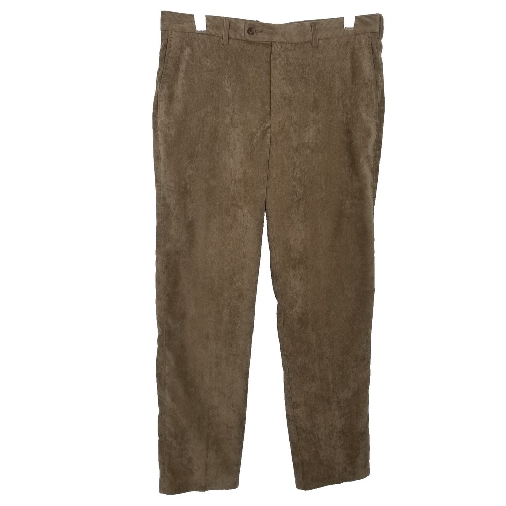Peter Millar Men Nanoluxe Corduroy‎ Classic Pants Sz 36 Brown Straight Leg